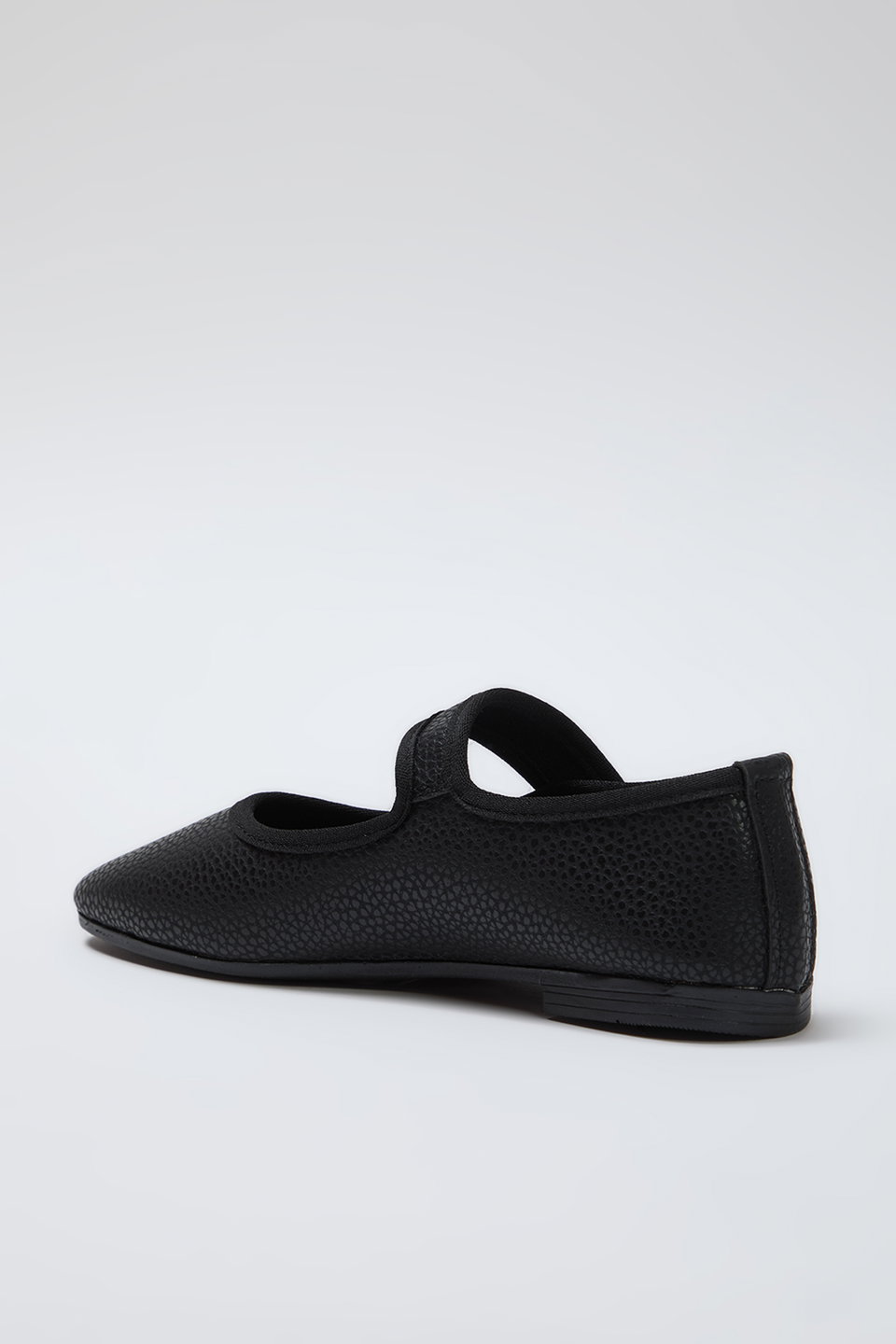 Textured Mary Jane Buckled Women's Almond Toe Ballerinas TAXSS25BE00001