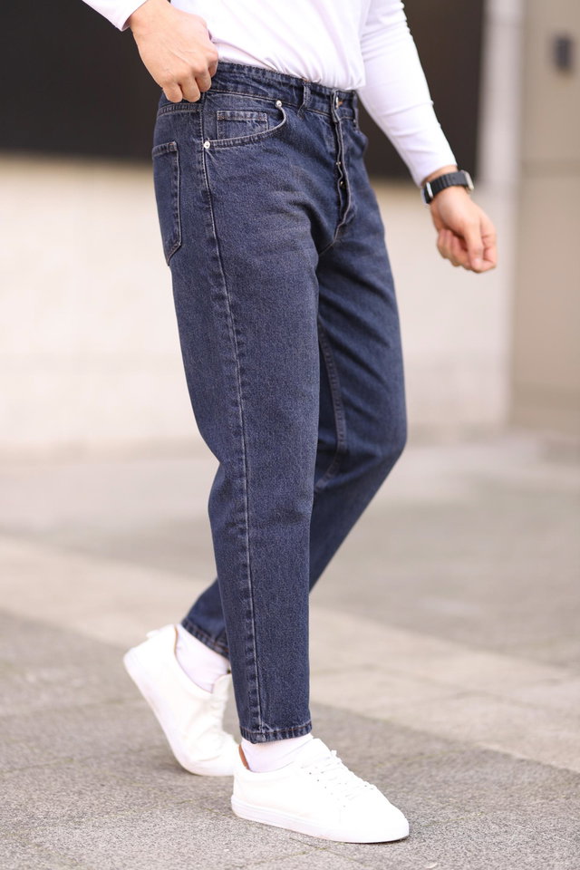 Navy blue - Medium Blue 100% Cotton Boyfriend Jeans Jeans Tmnaw25Je00020