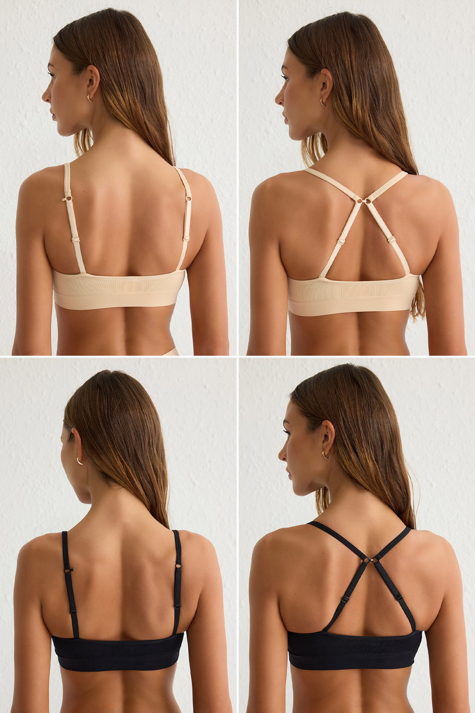 2-Pack Seamless/Seamless Underwireless Cupless Strappy Bustier Bra THMSS25SU00014