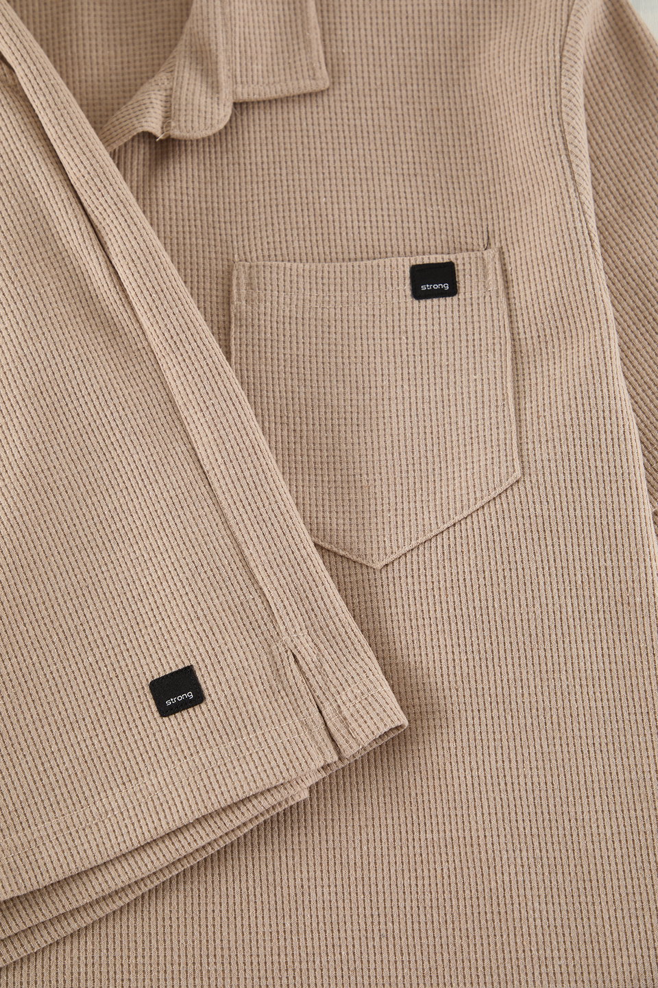 Camel Regular Cut Textured Polo Neck T-shirt-Shorts Plus Size Tracksuit TMNSS25TS00037