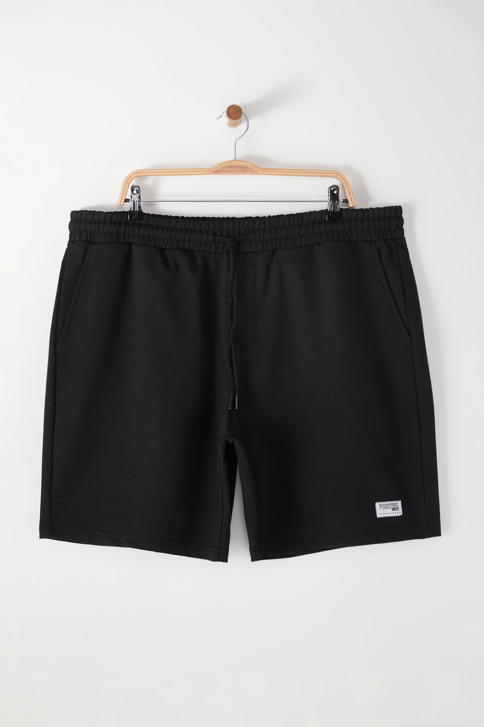 Plus Size Regular Cut Cotton Shorts with Label Applique TMNSS25AP00002