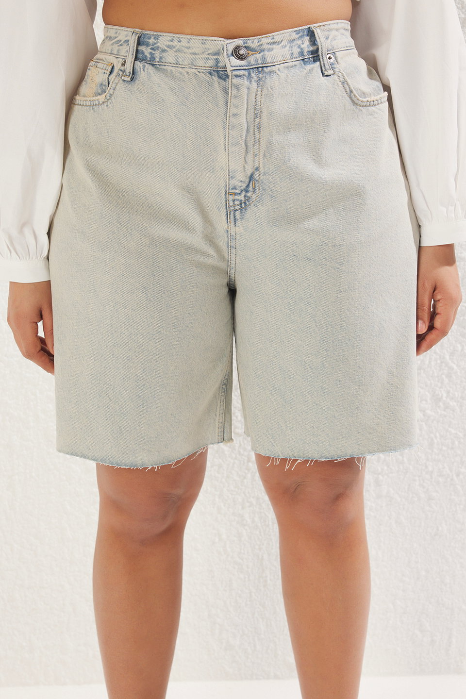 Wide Leg Cut Plus Size Shorts & Bermuda TBBSS25AP00008