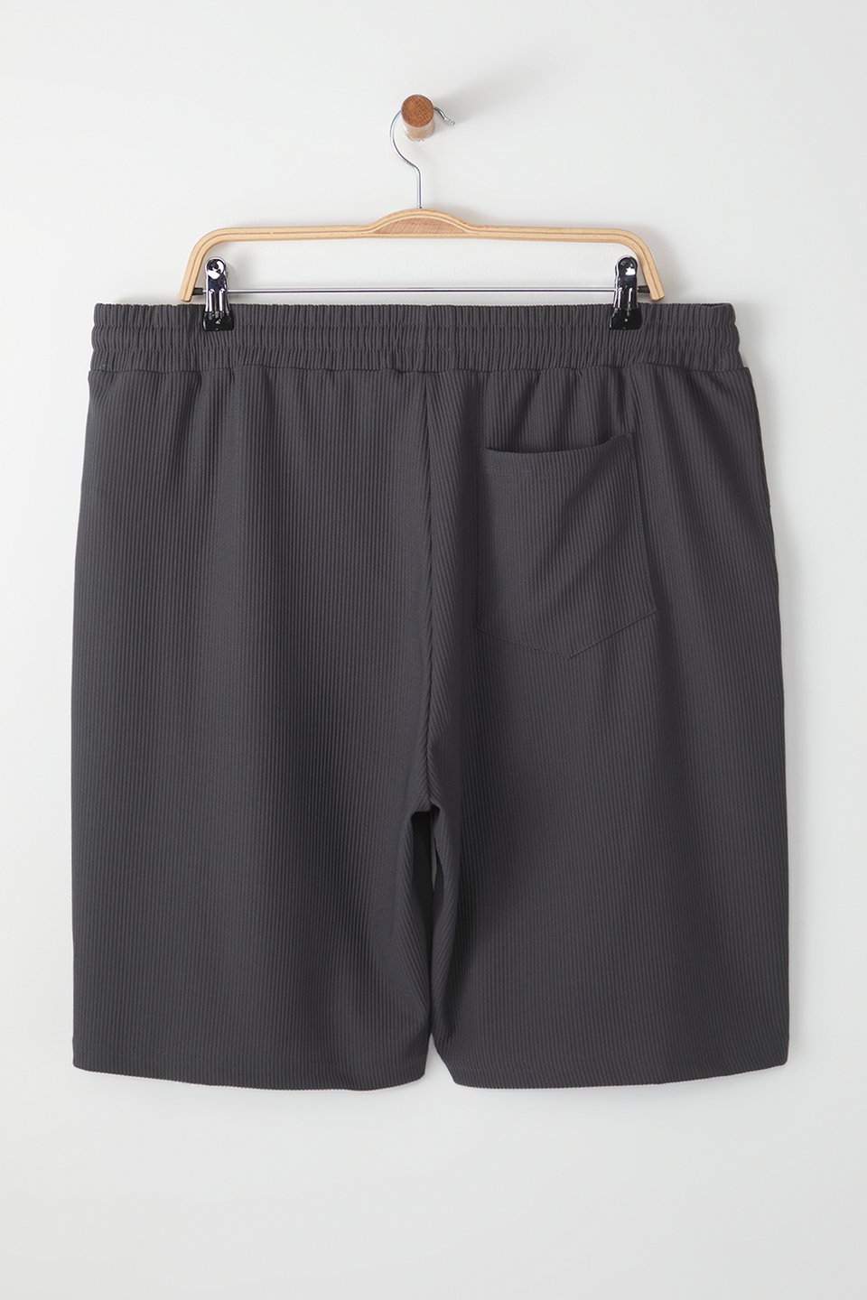 Plus Size Smoke Oversize/Wide Cut Textured Wrinkle-Free Ottoman Shorts TMNSS25AP00001