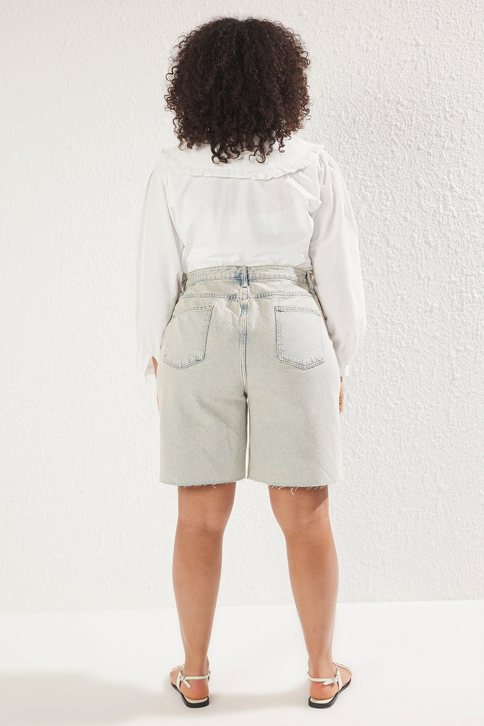 Wide Leg Cut Plus Size Shorts & Bermuda TBBSS25AP00008