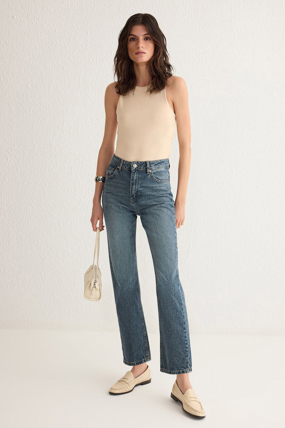 High Waist Straight Cut Straight Jeans Twoss25Je00106