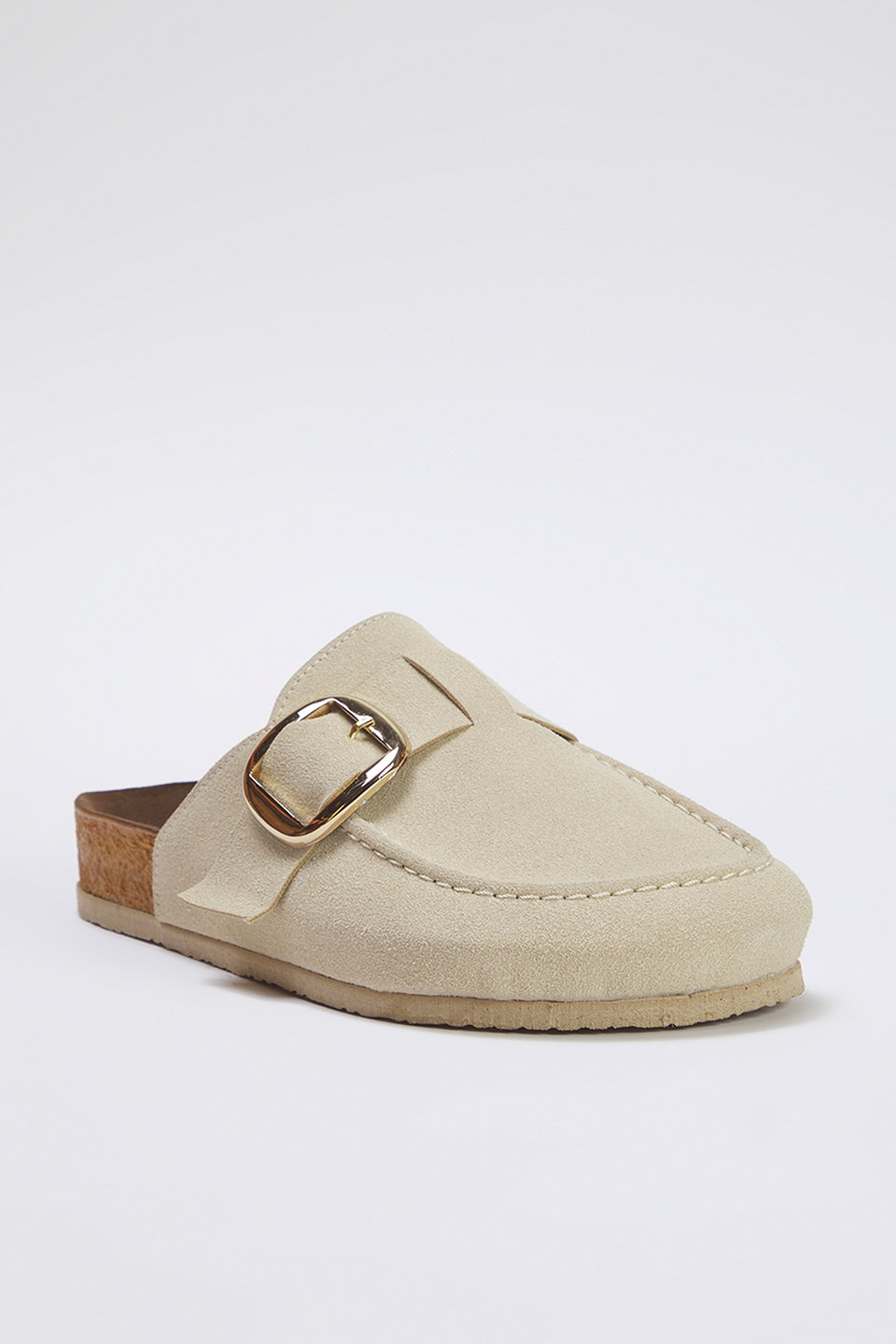 Closed Front Belt Buckle Square Toe Flat Women's Sabo Slippers TAKSS25TE00000