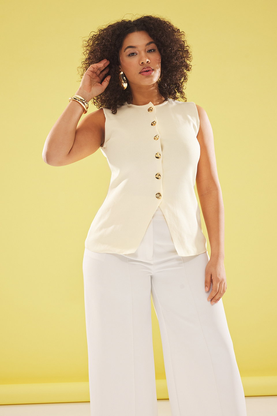 Button Detail Knitted Vest TBBSS25BH00015