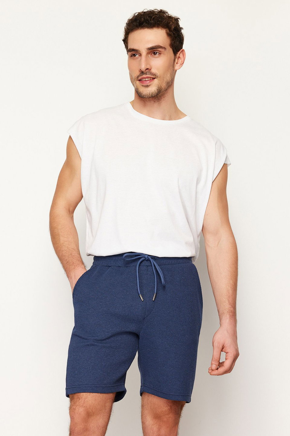 Regular/Normal Cut Basic Textured Plus Size Shorts & Bermudas TMNSS25AP00000