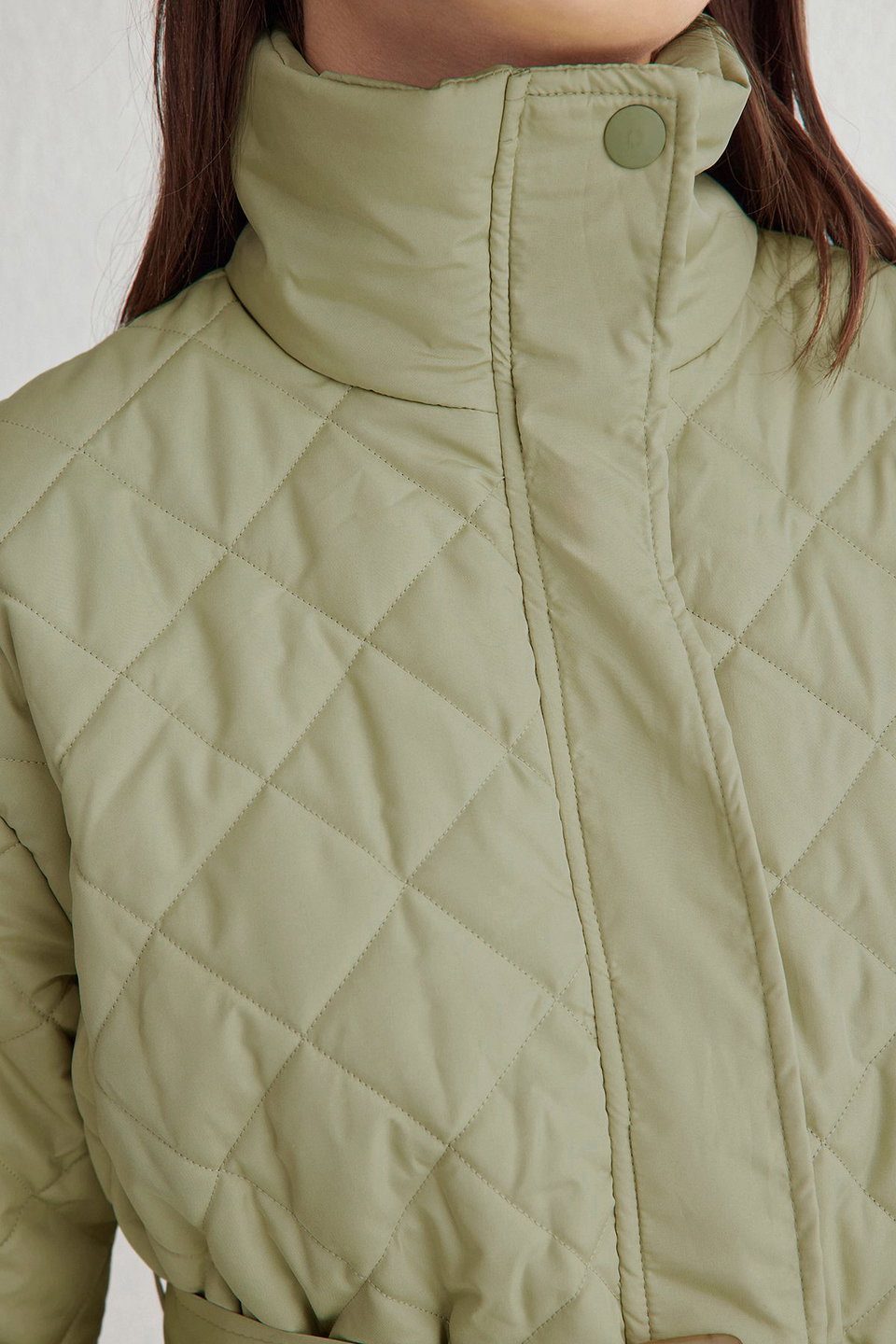 Oversize Belted Water Repellent Quilted Coat TWOAW23MO00170