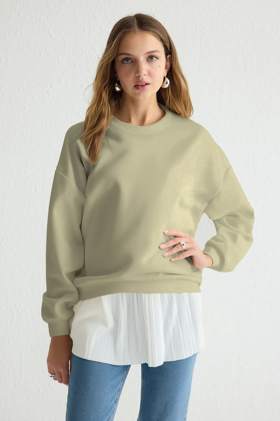 Skirt with Pleat Detail Sleeveless Knitted Undershirt Blouse TCTSS25UK00005