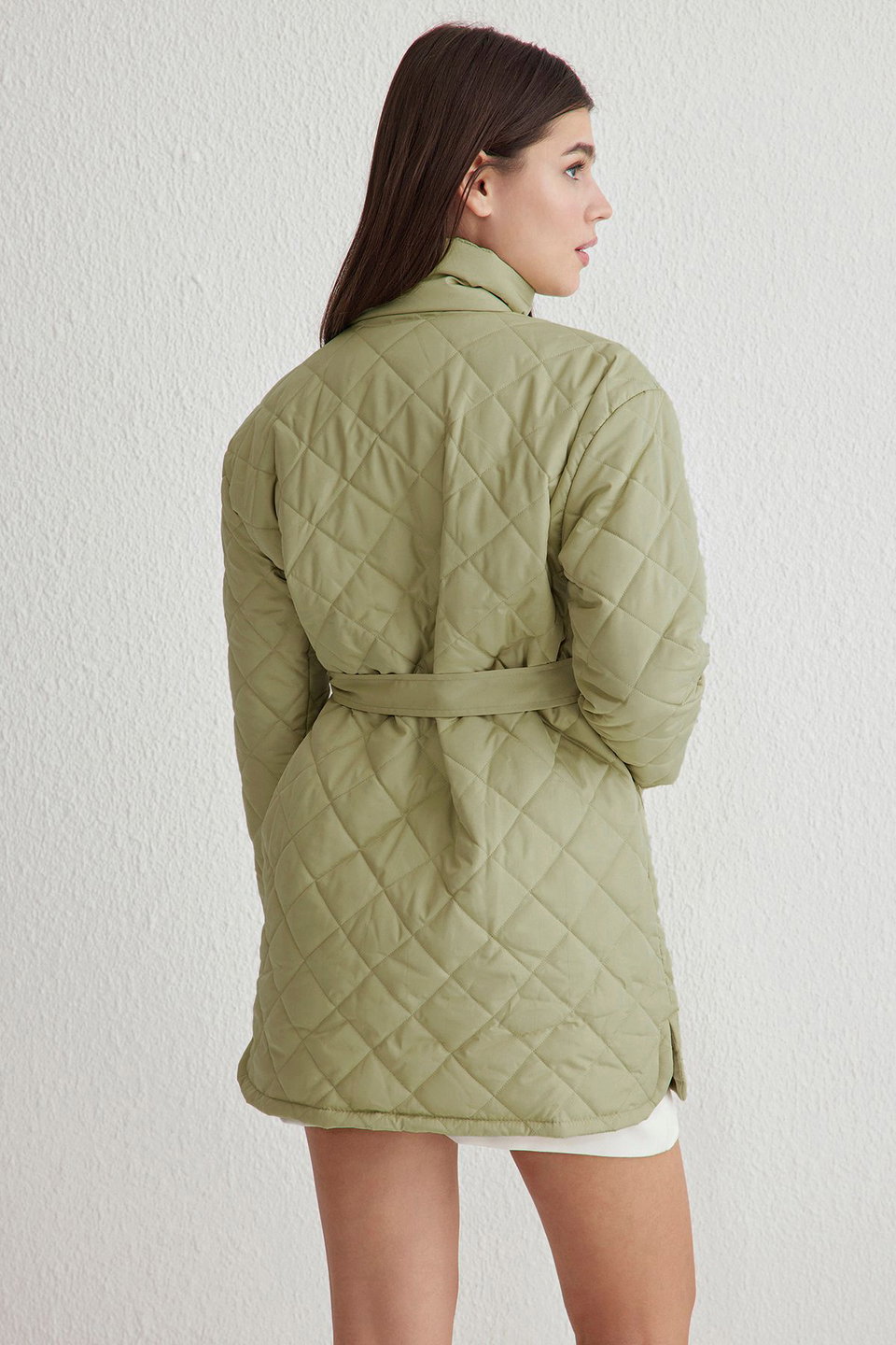 Oversize Belted Water Repellent Quilted Coat TWOAW23MO00170