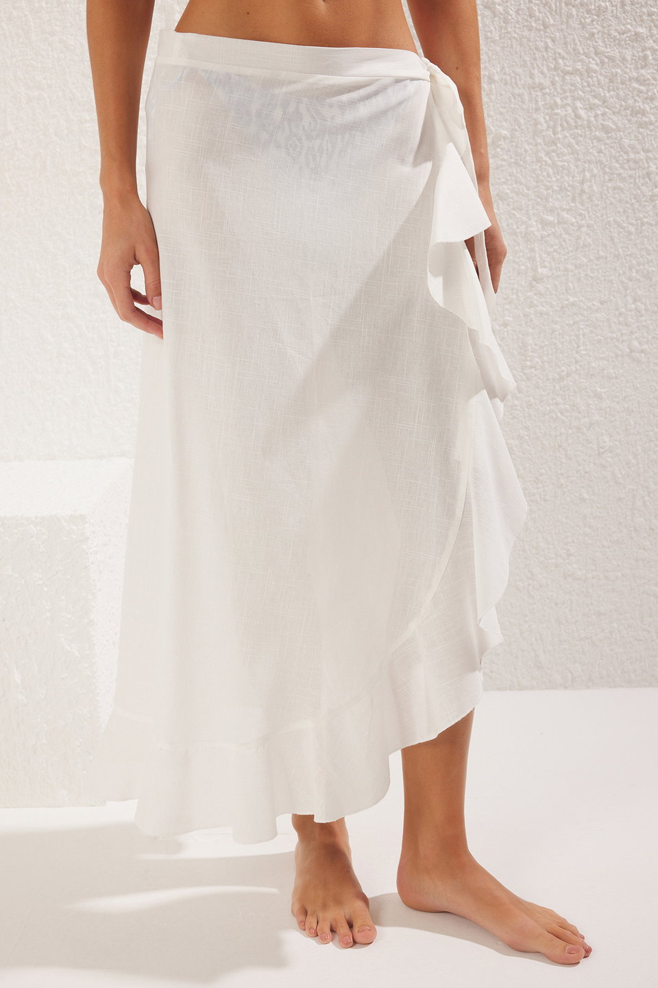 Frilled Woven Linen Look Beach Pareo TBESS25PR00005