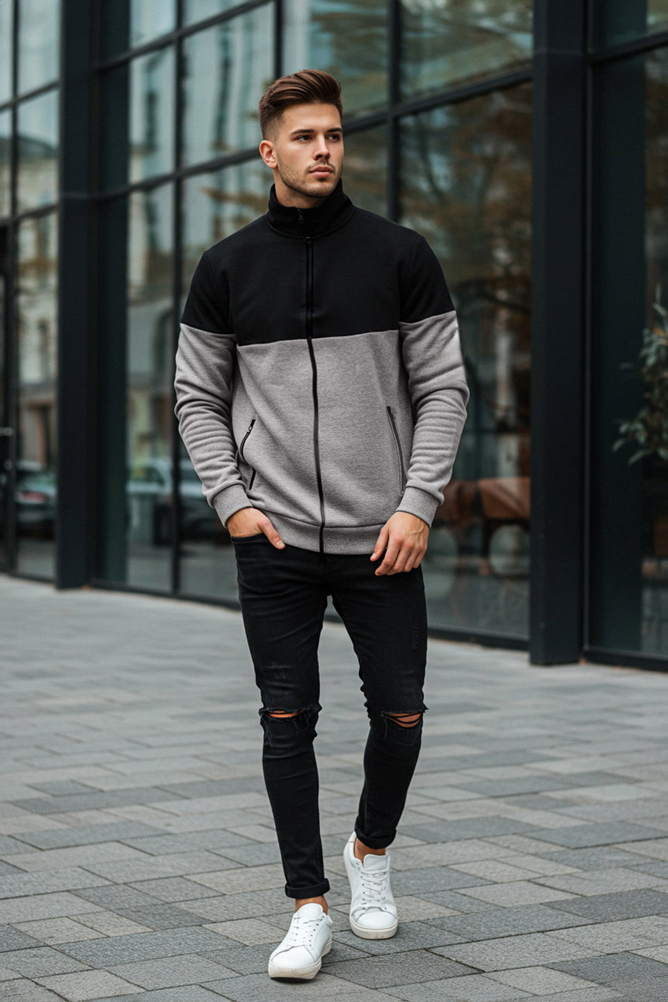 Regular/Normal Cut Zippered Inside Polar Fleece/Warm Sweatshirt-Cardigan TMNAW22SW0720