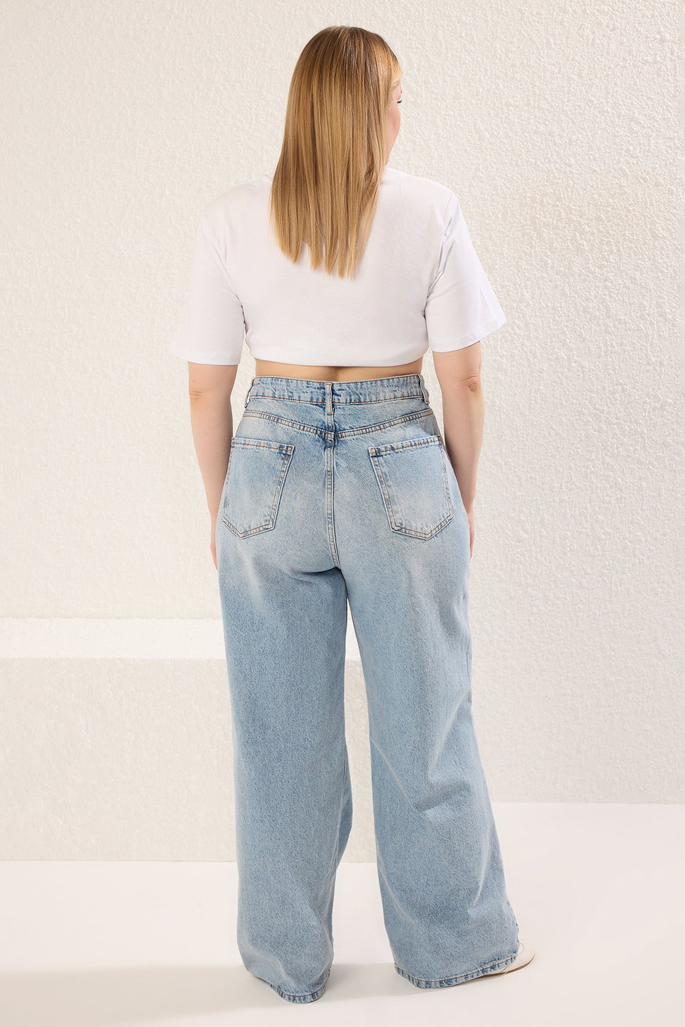 High Waist Wide Leg Plus Size Wide Leg Jeans TBBAW23CJ00020