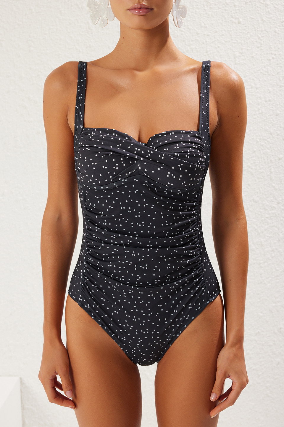 Polka Dot Draped Regular Swimsuit TBESS25MA00076