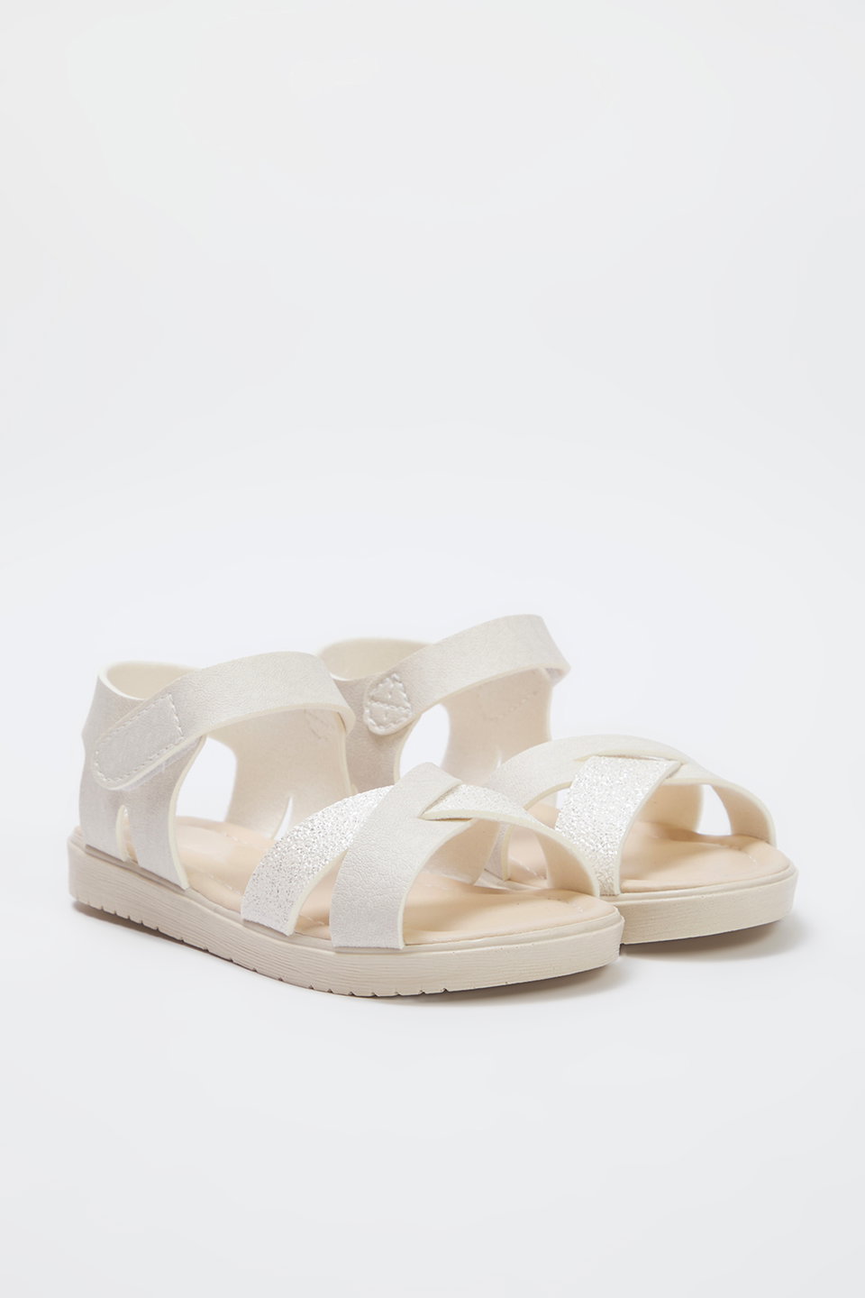 Glitter Detailed Cross Straped Big Girl Kids Sandals TAXSS25SD00026