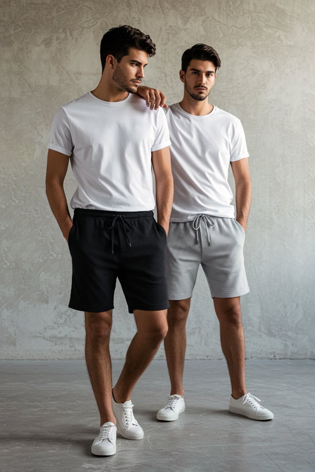 Very colorful - Navy Blue-Beige Regular Corded 2' Pack Shorts & Bermuda TMNSS23SR00076