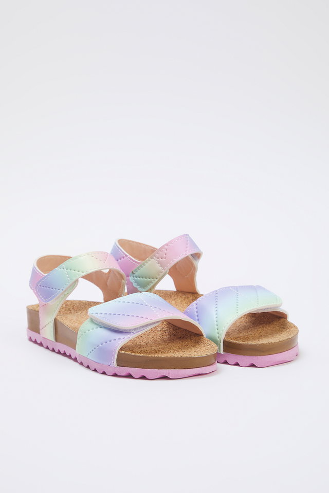 Pink - Pink Velcro Strap Little Girl Kids Sandals Takss25Sd00024