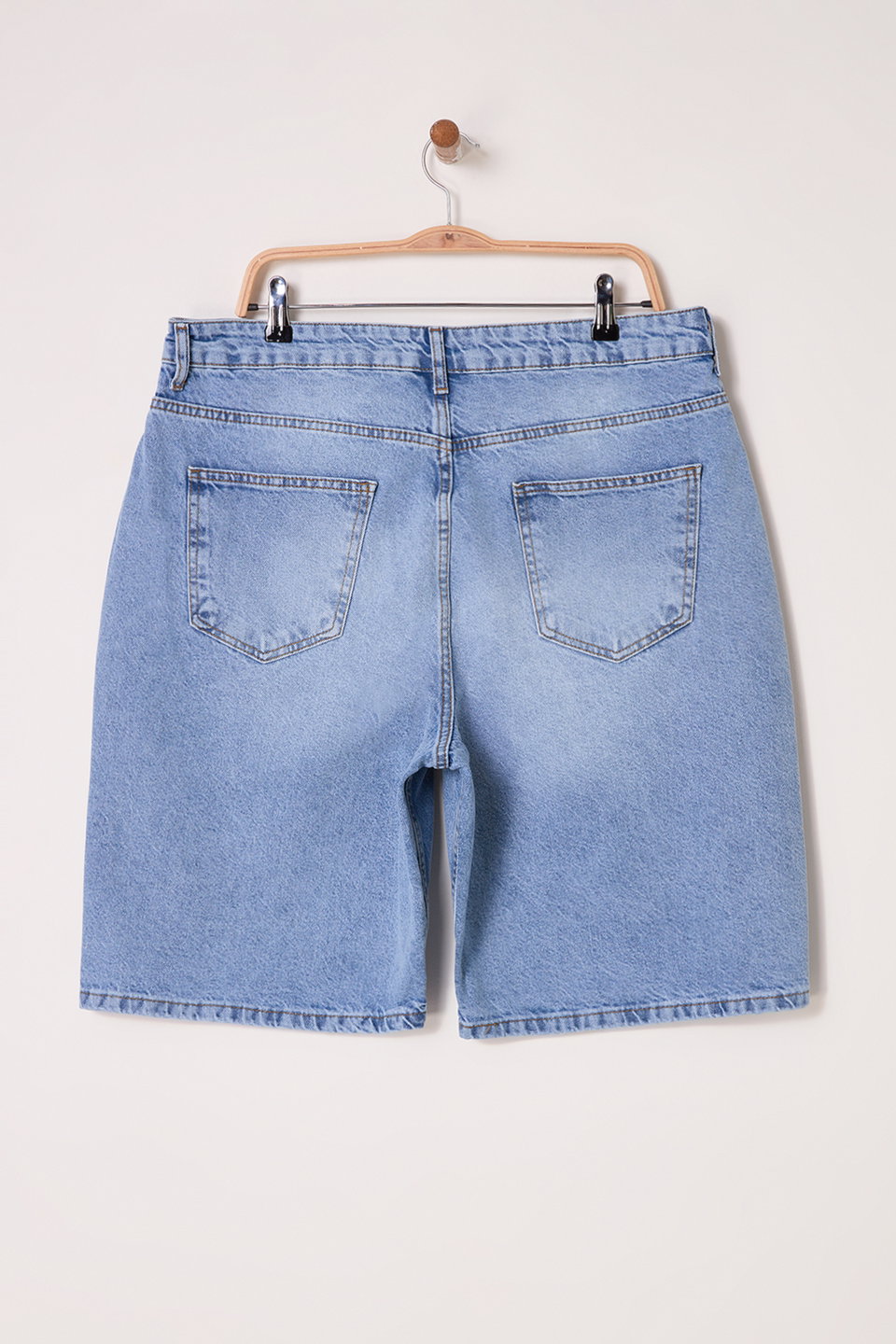 High Waist Straight Fit Denim Plus Size Shorts TBBSS25AP00016