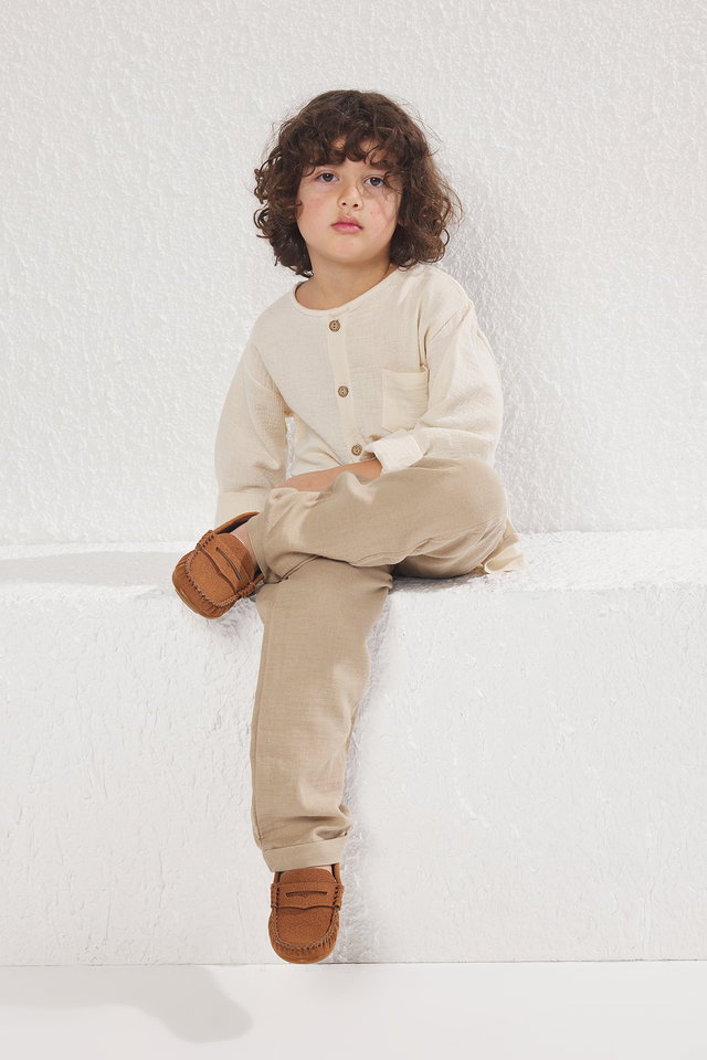 tan - Tan Nubuck Big/Small Boy Kids Loafer Shoes TAXSS25LA00010