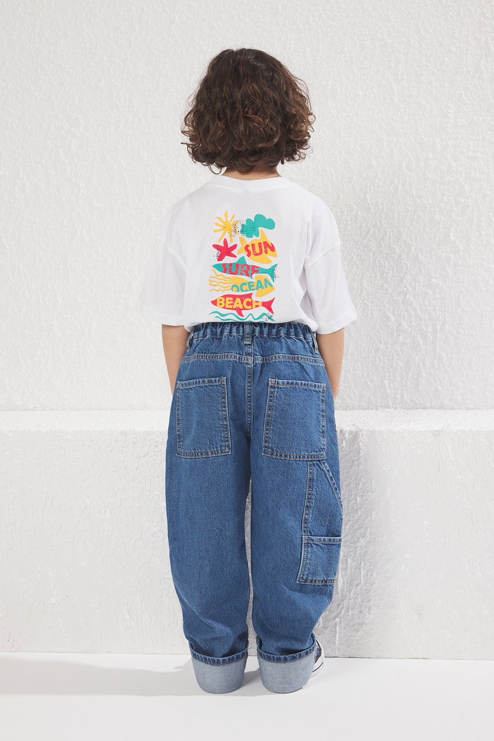 Medium Boy High Waist 100% Cotton Regular Fit Elastic Denim Jean Pants TKDSS25JE00004