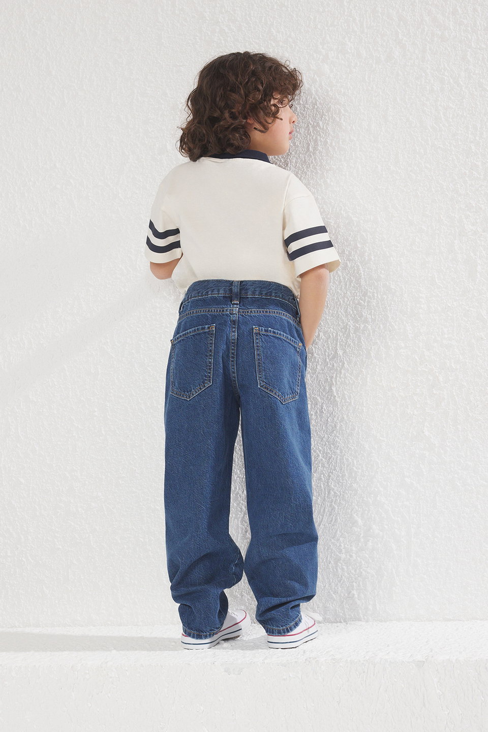Boy's Baggy Cotton Adjustable Elastic Denim Pants Jean TKDSS24PL00005