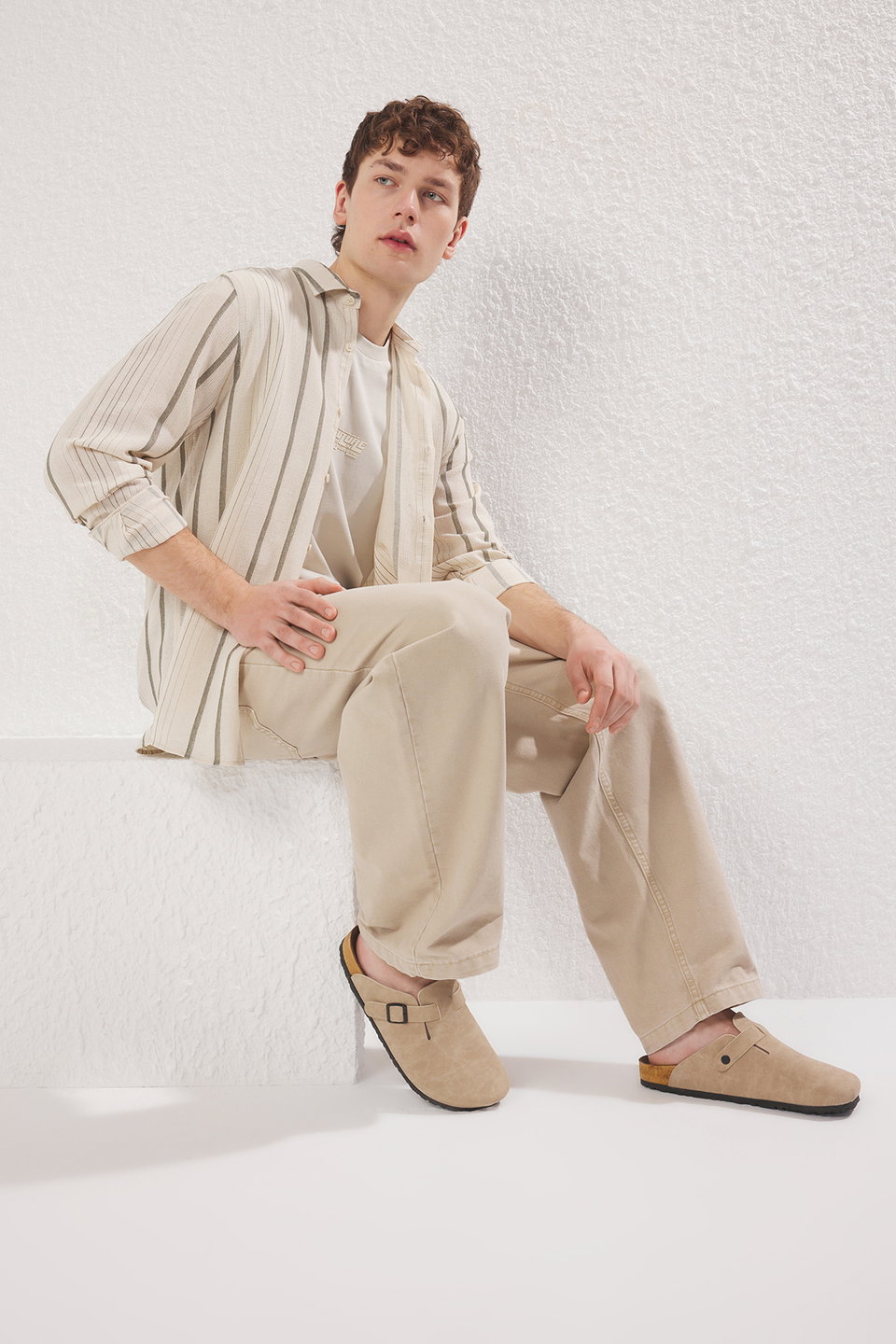 Closed Front Buckled Men's Sabo Slippers TAKSS25TE00008