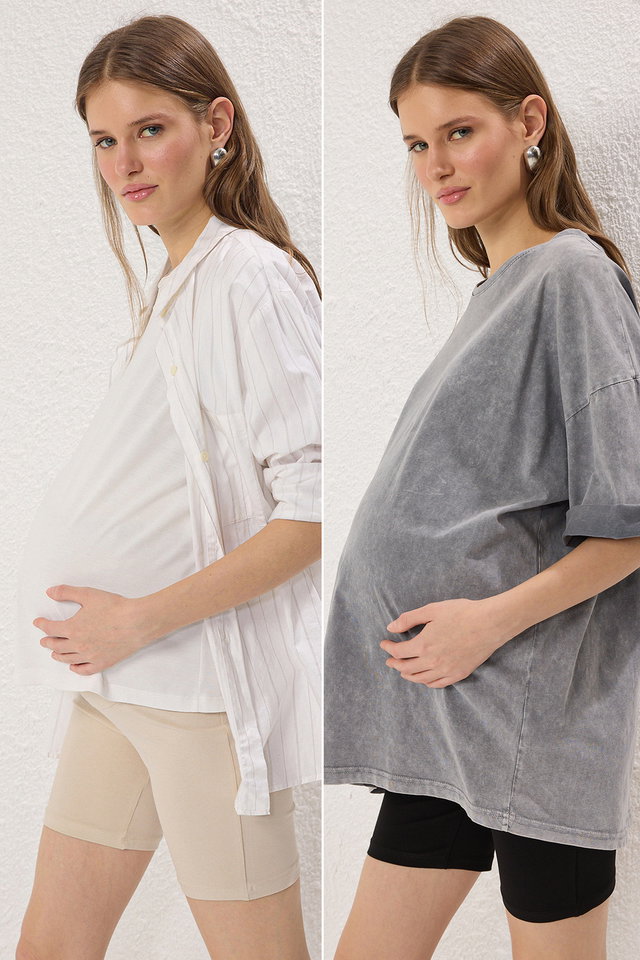 Black-Skin - Black-Skin Maternity Leggings with Abdominal Panels Tbbss25Bv00003