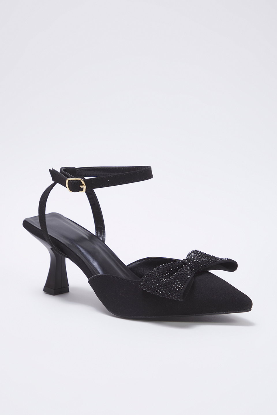Bow Detail Pointed Toe Open Back Women's Evening Dress Thin Heel Shoes TAXSS25TO00043