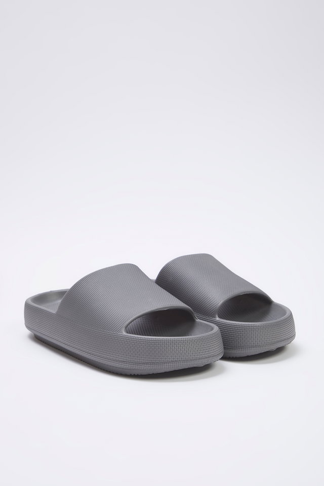 Grey - Beige Flat Light Sole Men's Slippers Takss25Te00028