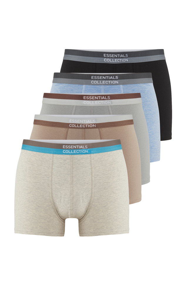 Very colorful - Multicolored 5-Pack Basic Slogan Elastic Cotton Boxer TMNSS25BX00002