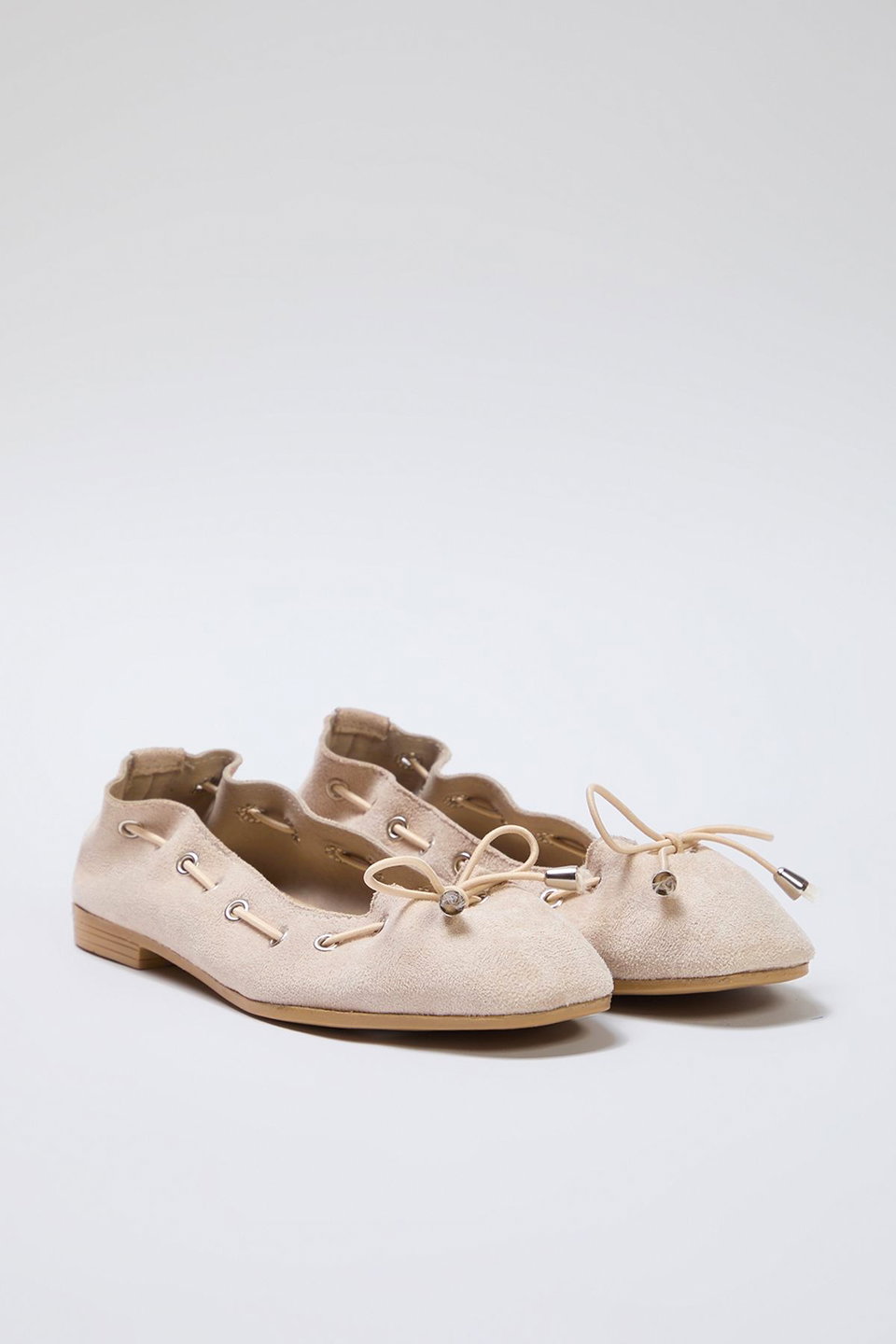 Tie Detail Almond Toe Women's Ballerina TAXSS25BE00004
