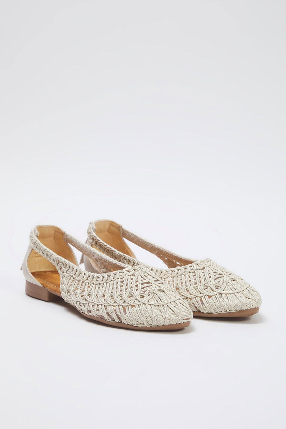Knitted Patterned Almond Toe Women's Ballerinas TAXSS25BE00027