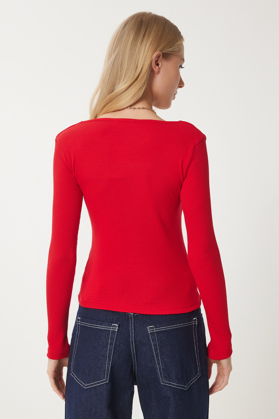 Women's Square Neck Ribbed Knitted Blouse GT00052