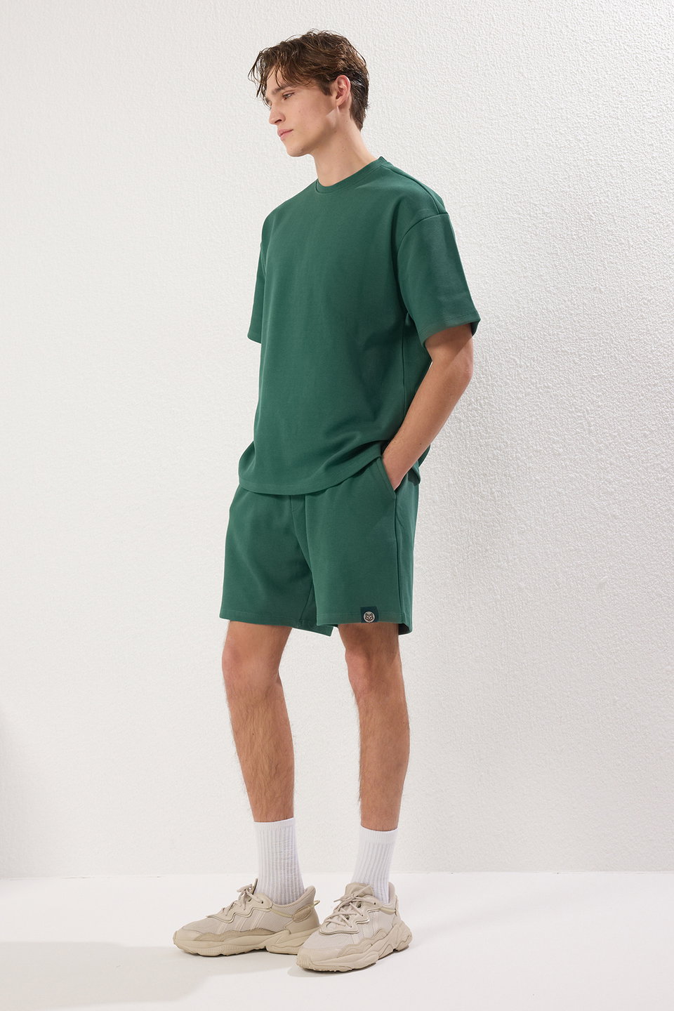 Oversize Thick 100% Cotton Tshirt Shorts 2-Piece Tracksuit Set