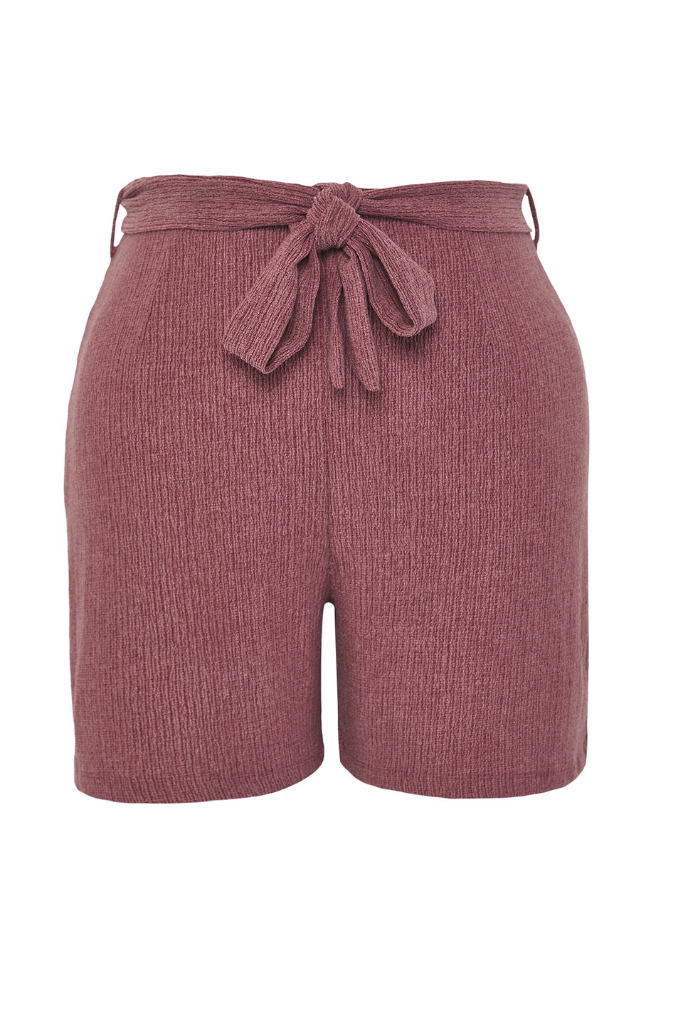 Waist Belt Detail Crepe Textured Fabric Knitting Plus Size Shorts&Bermudas TBBSS25AP00035