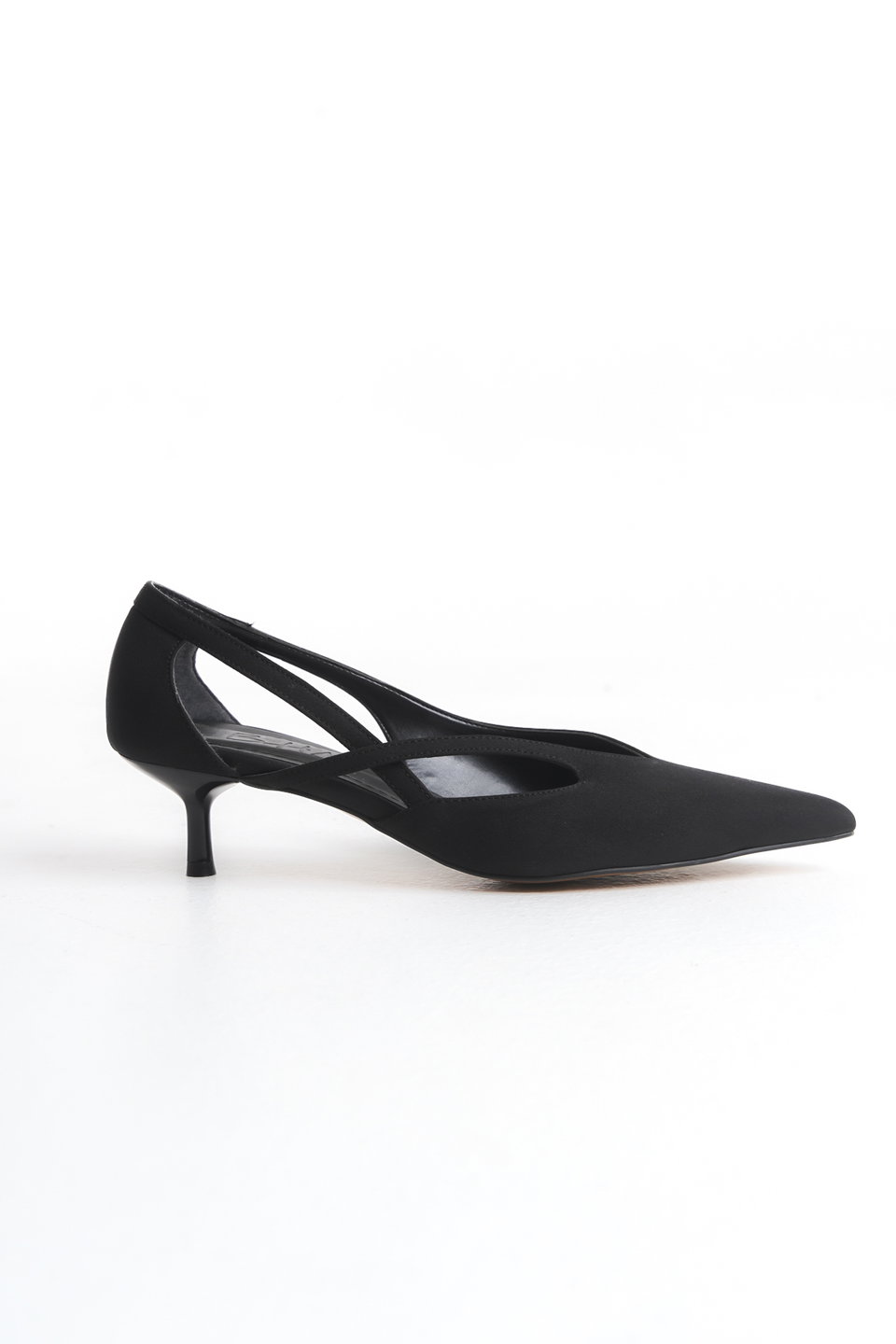 Cut Out Detailed Satin Pointed Toe Women's Kitten Heeled Shoes TAXSS25TO00079