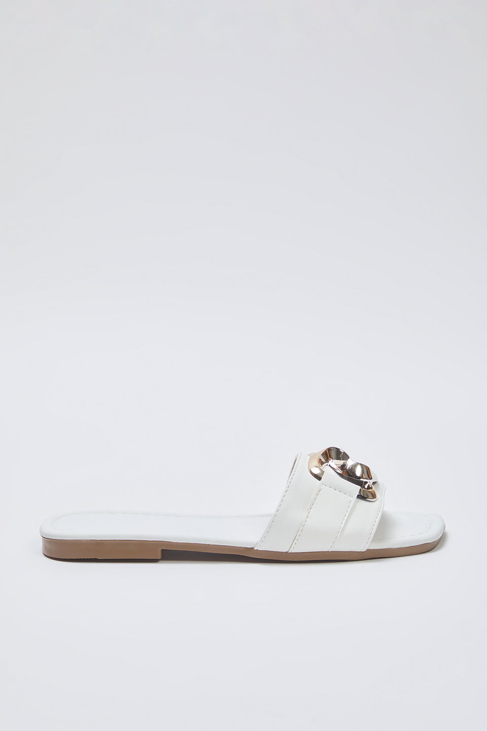 Chain Accessory Detail Flat Women's Slippers TAXSS25TE00023