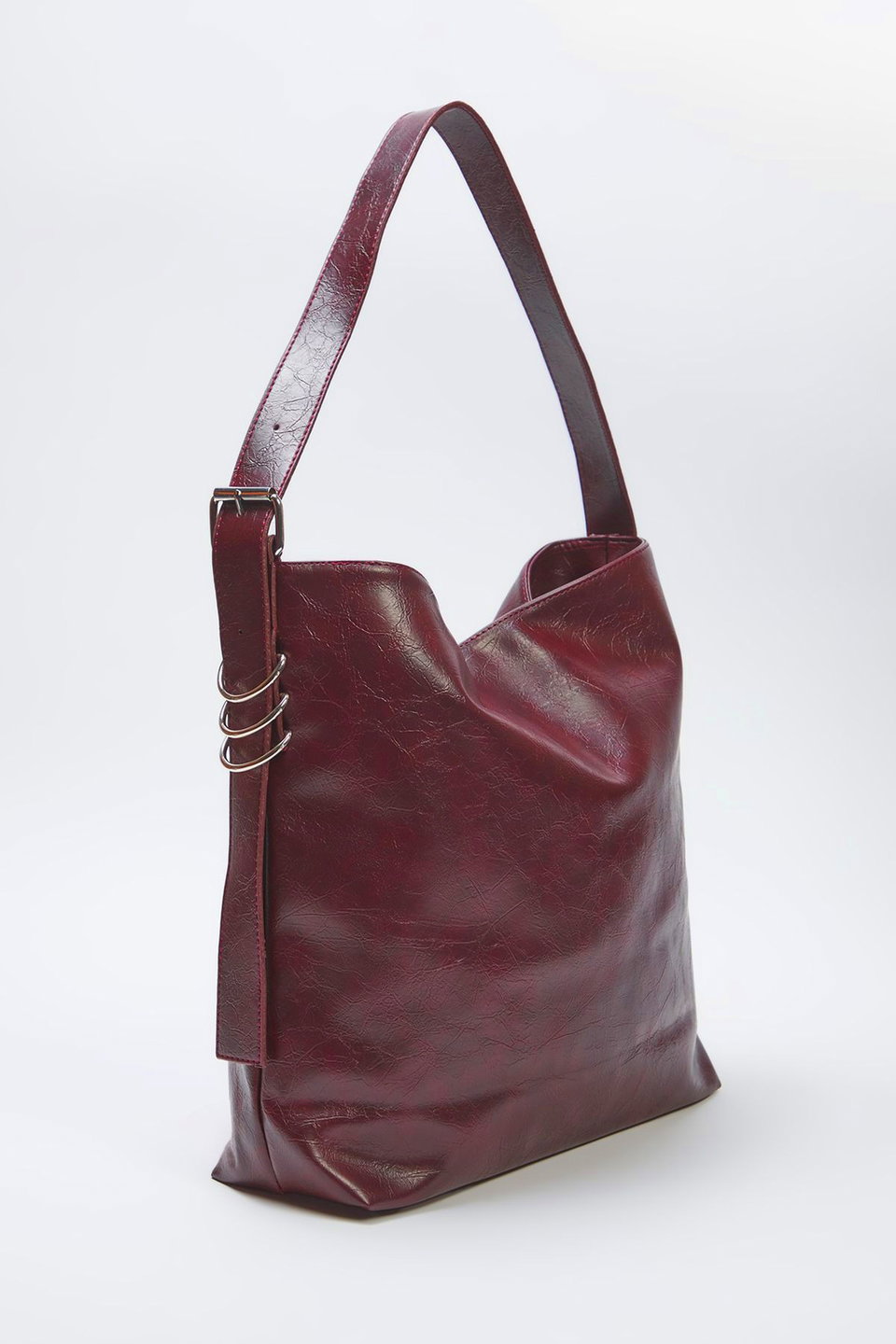 Wrinkled Faux Leather Belt Buckle Pouch Women's Shoulder Bag TAXSS25OC00029