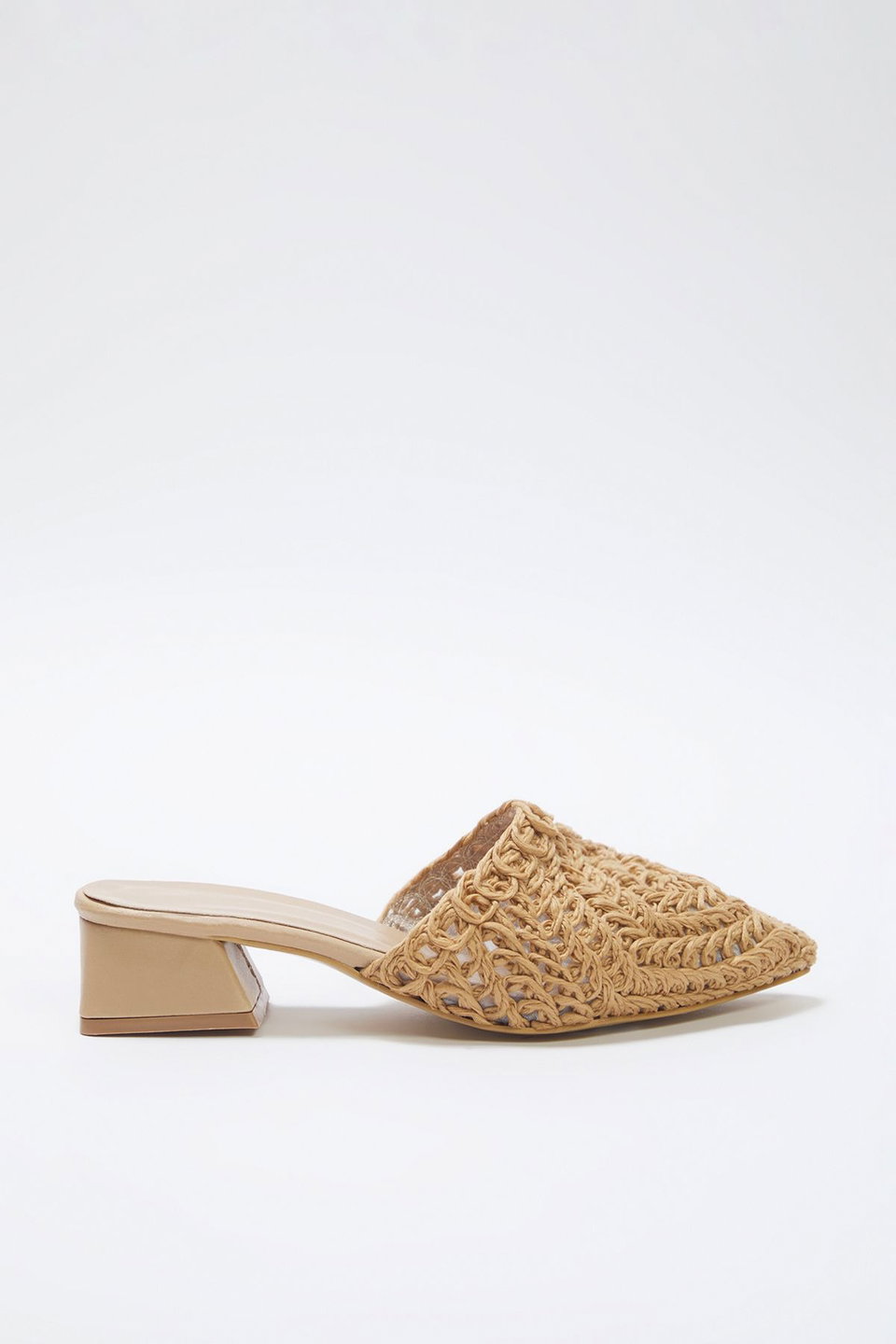 Camel Knit Women's Mule Short Block Heel Closed Toe Slippers TAKSS25TO00060