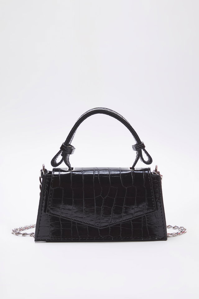 Black - Burgundy Textured Crossbody Women's Mini/Small City Bag TWOAW25OC00001