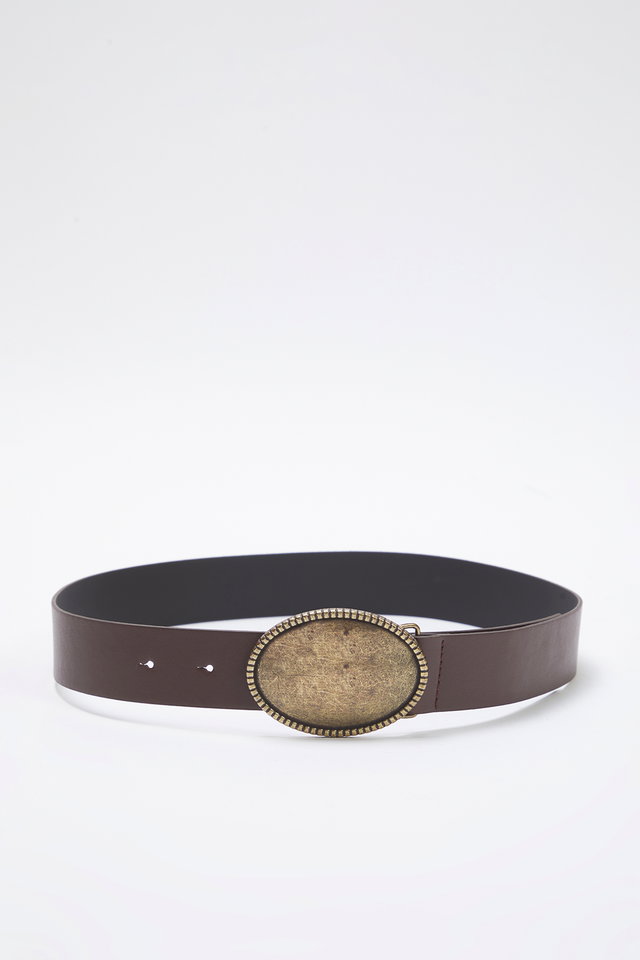 Brown - Black Faux Leather Belt TEDAW24KE00002