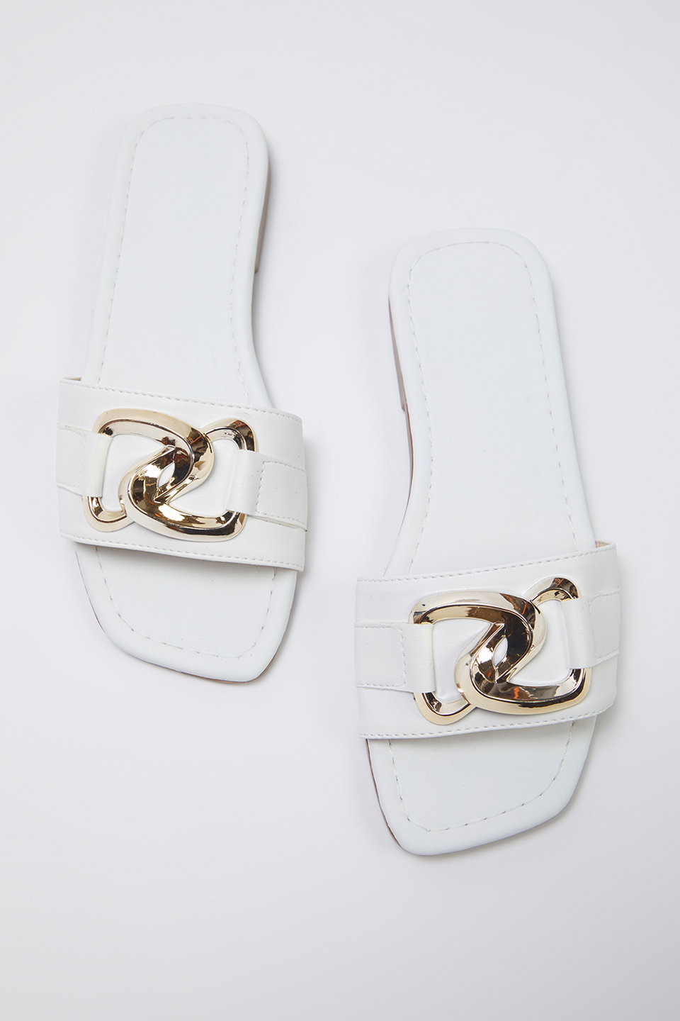 Chain Accessory Detail Flat Women's Slippers TAXSS25TE00023