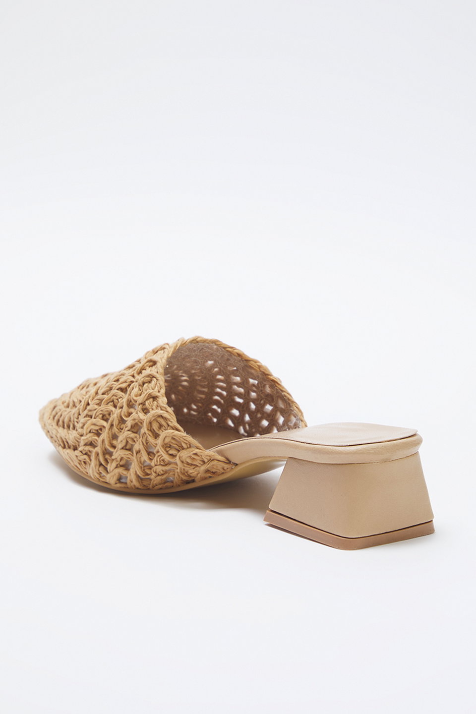 Camel Knit Women's Mule Short Block Heel Closed Toe Slippers TAKSS25TO00060