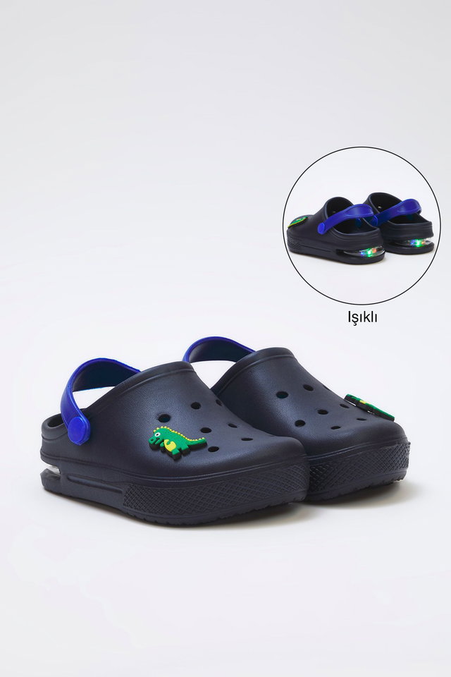 Navy blue - Light Crocodile Figured Light Sole Little Boy Kids Closed Toe Sandal Slipper TAKSS25SD00044
