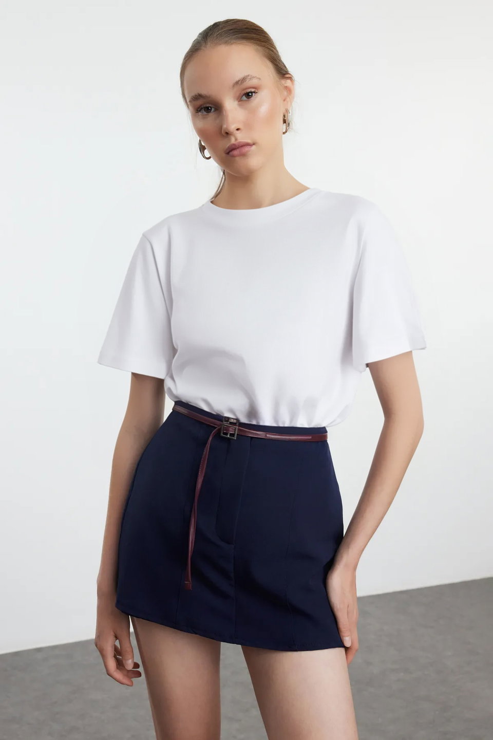 Belted Mini Woven Skirt Look Shorts TWOAW25SR00027