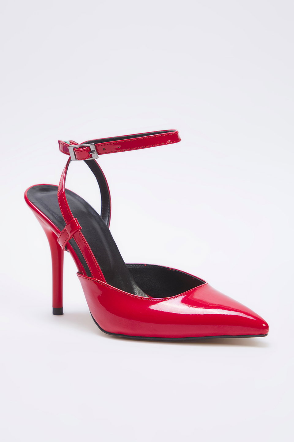 Patent Leather Ankle Strap Pointed Toe Women's Classic Thin Heel Shoes TAXSS25TO00081