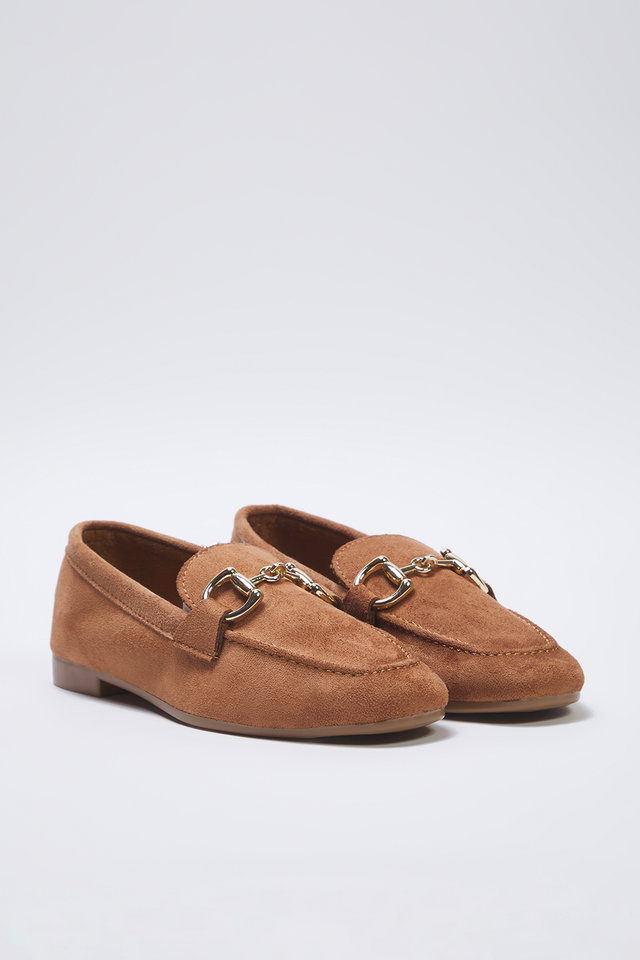 Light brown - Cherry Brown Suede Accessory Detailed Women's Loafer Shoes TAKSS25LA00000