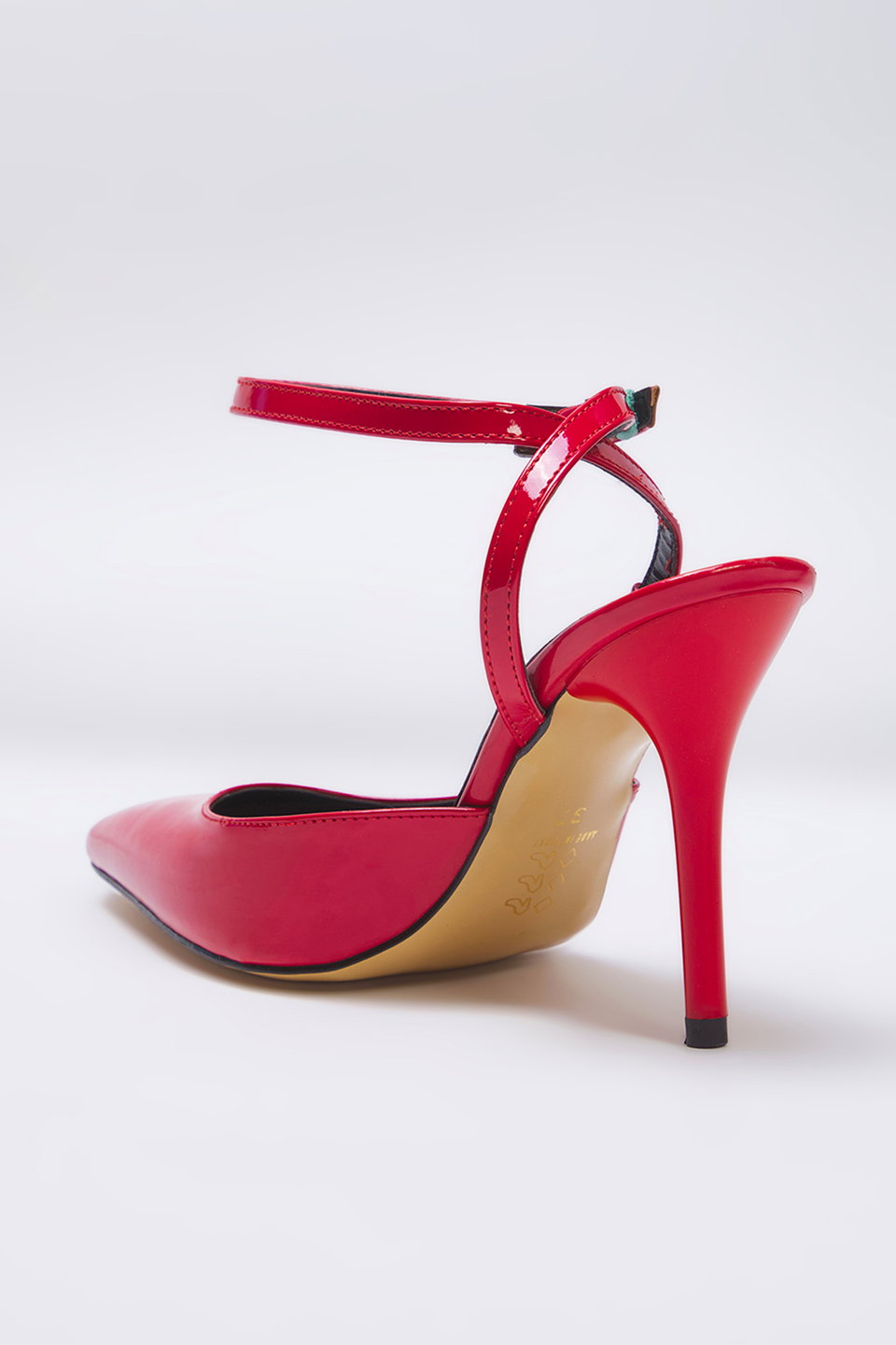 Patent Leather Ankle Strap Pointed Toe Women's Classic Thin Heel Shoes TAXSS25TO00081
