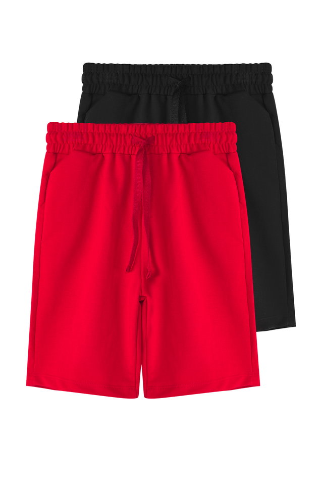 Black red - Khaki-Anthracite Plain Knit Shorts & Bermuda TKDSS25SR00003